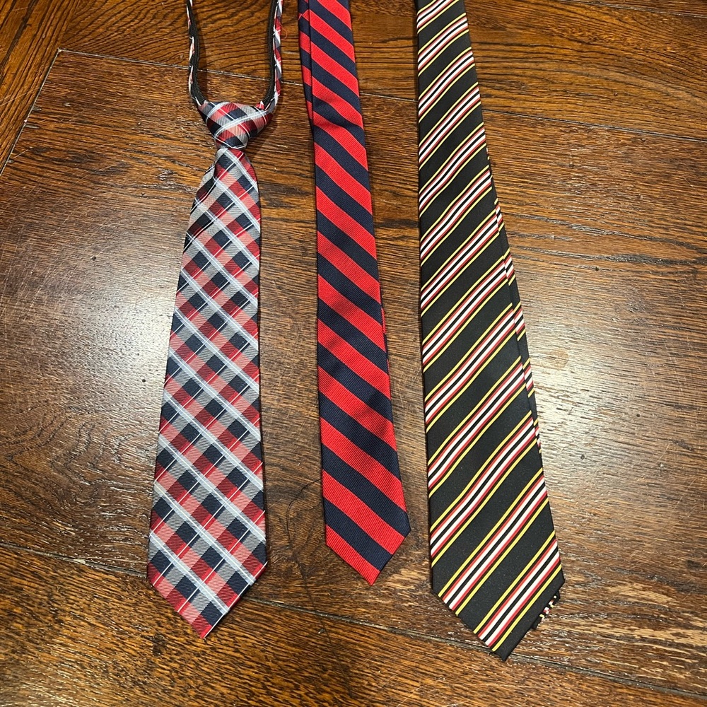3 Kid's Silk Ties- NAUTICA Zipper tie, CREWCUTS